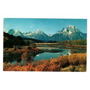 Jackson Hole Mt Moran Snake River Grand Teton National Park Vintage Postcard